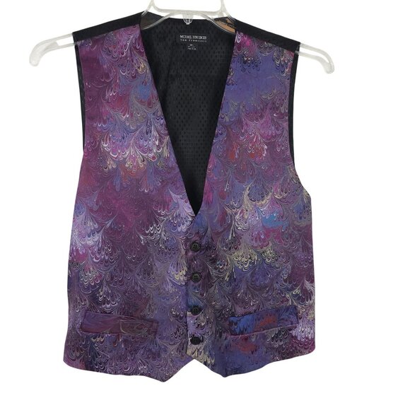 Michael Kensinger Other - Michael Kensinger San Francisco Mens S Vest Marbled Purple Black Dressy Button